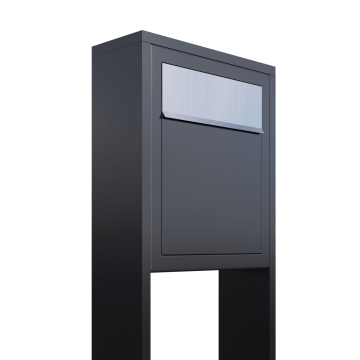 Cassette postali con supporto postale Base Antracite con ribaltina in acciaio inox