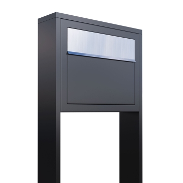 Cassetta postale con supporto Elegance in Antracite con ribaltina in acciaio inox