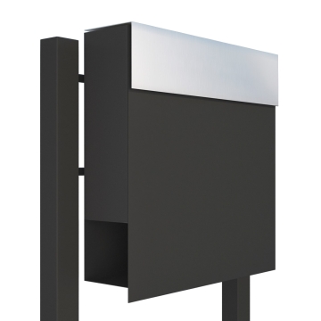 Cassette postali con supporto postale Manhattan Antracite con ribaltina in acciaio inox