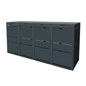 Box copri bidoni Lewis per quattro 240L in Antracite