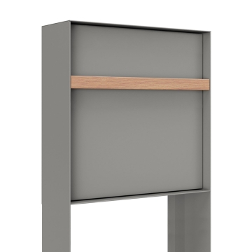 Cassetta postale Oxford in grigio con manico in legno