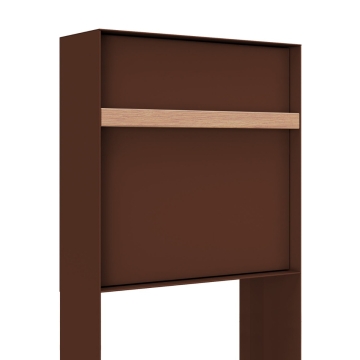 Cassetta postale Oxford marrone con manico in legno