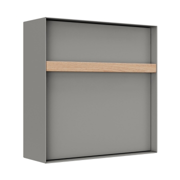Cassetta postale da muro Oxford di colore grigio con manico in legno