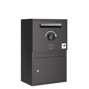 Cassetta postale per pacchi Fulda con tetto piatto - misura L in Nero