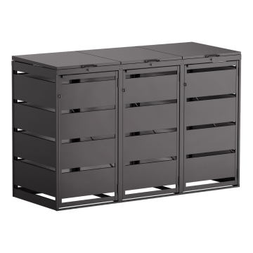 Box copri bidoni Kim per tre 120L in Nero