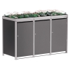 Box copri bidoni Tilda per tre 240L in Antracite con cornice grigio segnale
