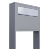 Cassetta postale con supporto Elegance in Grigio metallizzato con ribaltina in acciaio inox