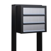 Cassetta postale in serie Cube for Three in Nero con ribaltina in acciaio inox