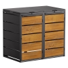 Box copri bidoni Edda per due 240L in in Nero con frontale decorato in legno