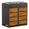 Box copri bidoni Egon per due 120L in in nero con frontale decorato in legno