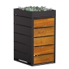 Box copri bidoni Edgar per uno 240L in in Nero con frontale decorato in legno