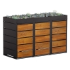 Box copri bidoni Edgar per tre 240L in in Nero con frontale decorato in legno