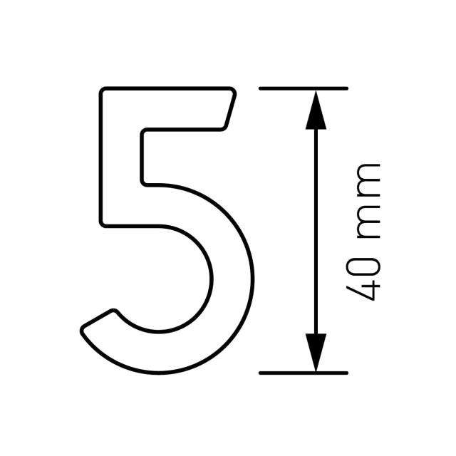 Numero Civico - autoadesivo "5" - 40 mm in bianco