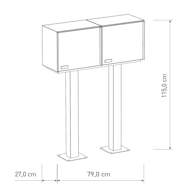 Cassetta postale con supporto postale con vano portapacchi Kopenhagen for Two in Grigio