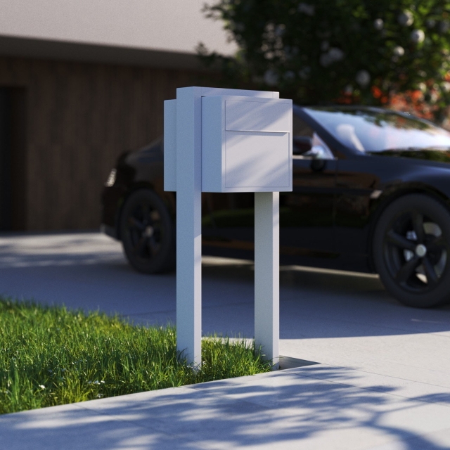 Cassetta postale con supporto Soprano in Grigio metallizzato