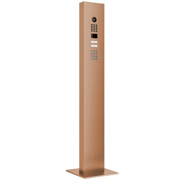 Citofono con supporto + piastra di base for Two Doorbird D1102KV con modulo tastiera Effetto bronzo