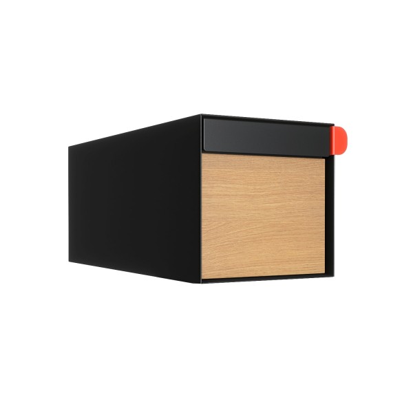 American Mailbox American nero con fronte decorativo in legno | Parete