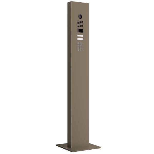 Citofono con supporto + piastra di base for Two Doorbird D1102KV con modulo tastiera Beige-grigio