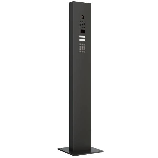 Citofono con supporto + piastra di base for Two Doorbird D1102KV con modulo tastiera Nero grafite