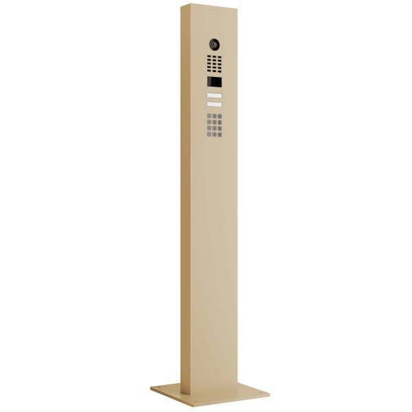 Citofono con supporto + piastra di base for Two Doorbird D1102KV con modulo tastiera Beige