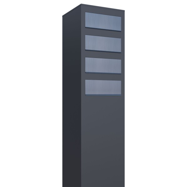 Cassetta postali in serie Monolith for Four Antracite con ribaltina in acciaio inox