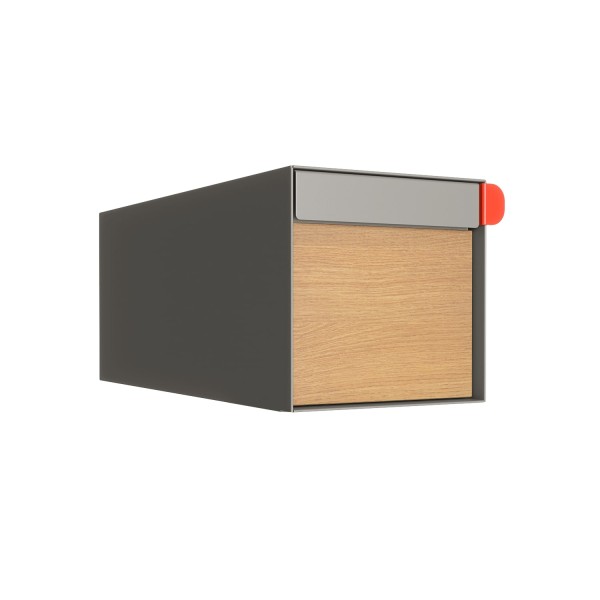 American Mailbox American grigio con fronte decorativo in legno | Parete